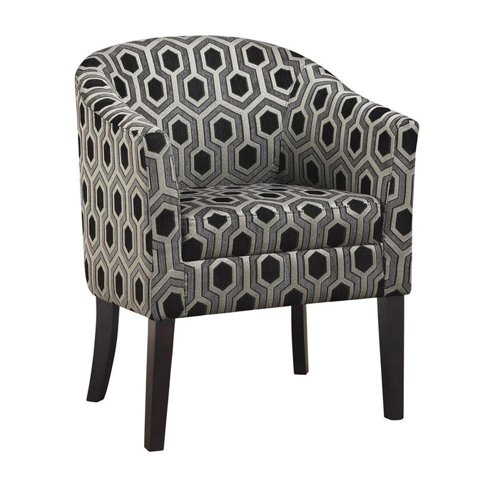 Jansen Hexagon Patterned Accent Chair Grey and Black - U&U Home Budget Furniture (Carteret, NJ)