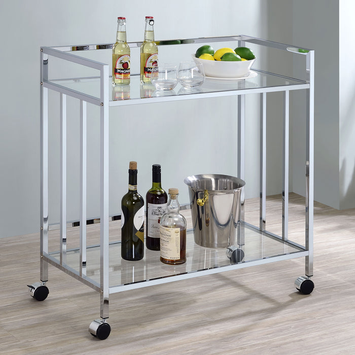 Cara Rectangular Glass Bar Cart - U&U Home Budget Furniture (Carteret, NJ)