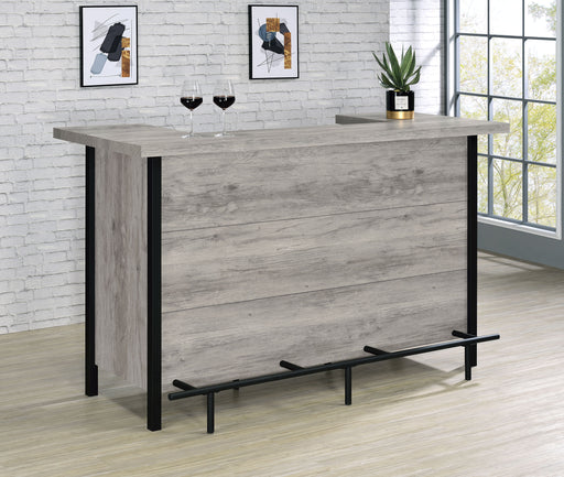 Bellemore Bar Unit with Footrest Grey Driftwood and Black - U&U Home Budget Furniture (Carteret, NJ)