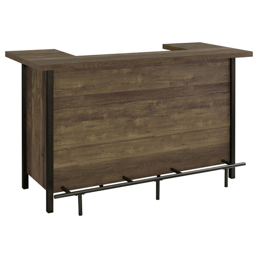 Bellemore Rectangular Storage Bar Unit Rustic Oak - U&U Home Budget Furniture (Carteret, NJ)