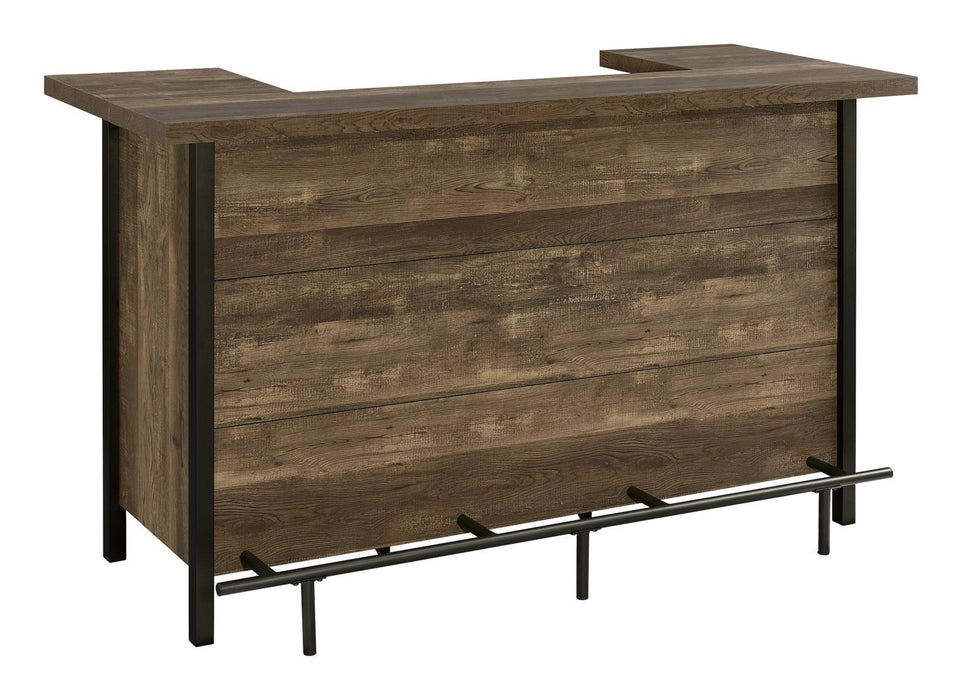 Bellemore Rectangular Storage Bar Unit Rustic Oak - U&U Home Budget Furniture (Carteret, NJ)