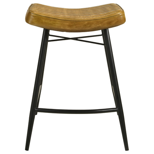 Bayu Leather Upholstered Saddle Seat Backless Counter Height Stool (Set of 2) - U&U Home Budget Furniture (Carteret, NJ)