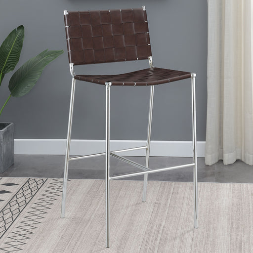 Adelaide Upholstered Bar Stool with Open Back Brown and Chrome - U&U Home Budget Furniture (Carteret, NJ)
