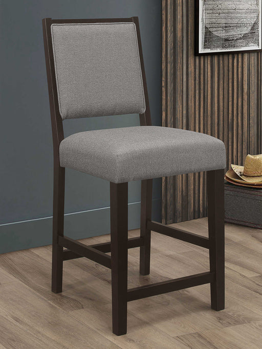 Bedford Upholstered Open Back Counter Height Stools with Footrest (Set of 2) Grey and Espresso - U&U Home Budget Furniture (Carteret, NJ)