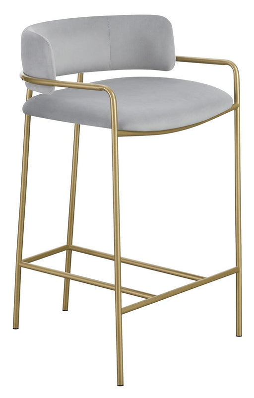 Comstock Upholstered Low Back Stool Grey and Gold - U&U Home Budget Furniture (Carteret, NJ)