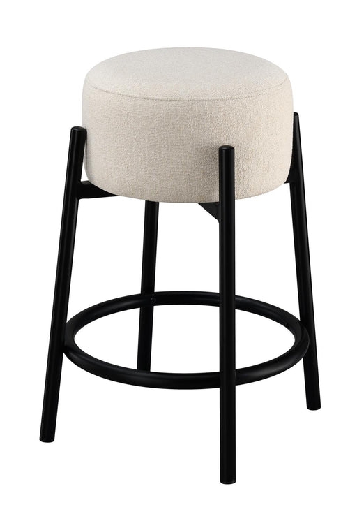 Leonard Upholstered Backless Round Stools White and Black (Set of 2) - U&U Home Budget Furniture (Carteret, NJ)