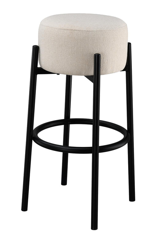 Leonard Upholstered Backless Round Stools White and Black (Set of 2) - U&U Home Budget Furniture (Carteret, NJ)