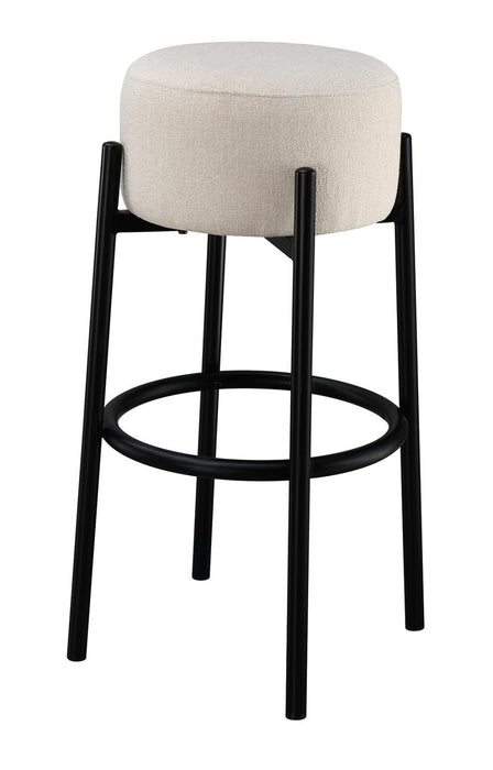 Leonard Upholstered Backless Round Stools White and Black (Set of 2) - U&U Home Budget Furniture (Carteret, NJ)