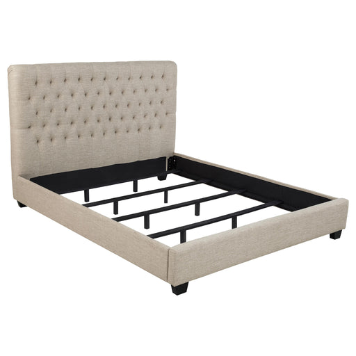 Chloe Tufted Upholstered California King Bed Oatmeal - U&U Home Budget Furniture (Carteret, NJ)