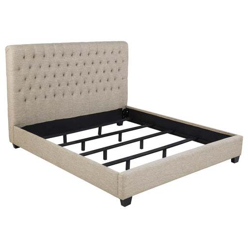 Chloe Tufted Upholstered Eastern King Bed Oatmeal - U&U Home Budget Furniture (Carteret, NJ)