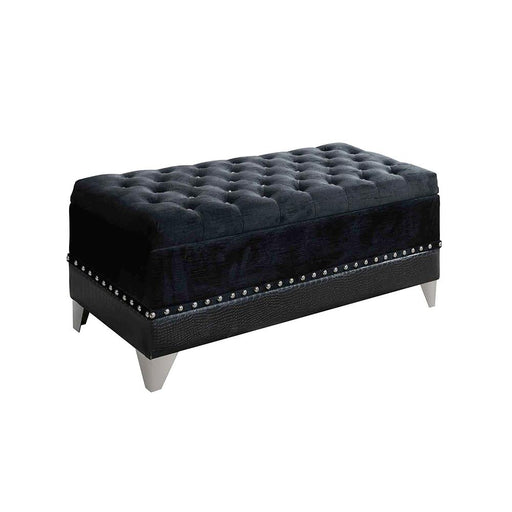 Barzini Tufted Rectangular Trunk with Nailhead Black - U&U Home Budget Furniture (Carteret, NJ)