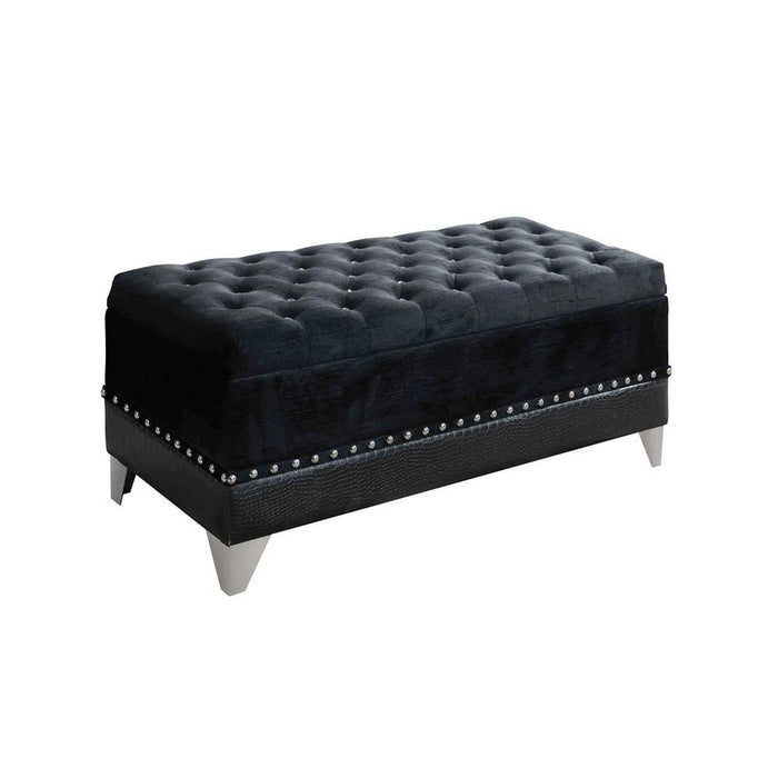 Barzini Tufted Rectangular Trunk with Nailhead Black - U&U Home Budget Furniture (Carteret, NJ)