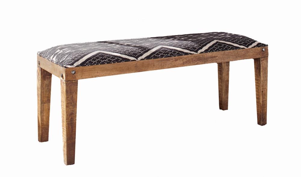 Lamont Rectangular Upholstered Bench Natural and Navy - U&U Home Budget Furniture (Carteret, NJ)
