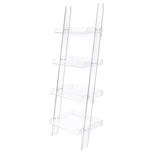 Amaturo 4-shelf Ladder Bookcase Clear - U&U Home Budget Furniture (Carteret, NJ)