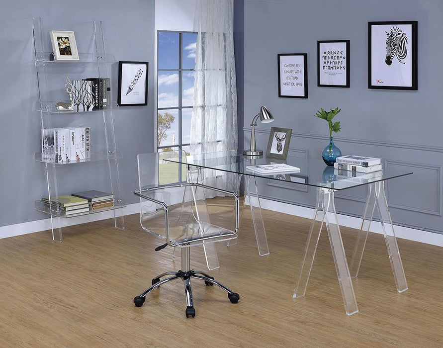 Amaturo 4-shelf Ladder Bookcase Clear - U&U Home Budget Furniture (Carteret, NJ)