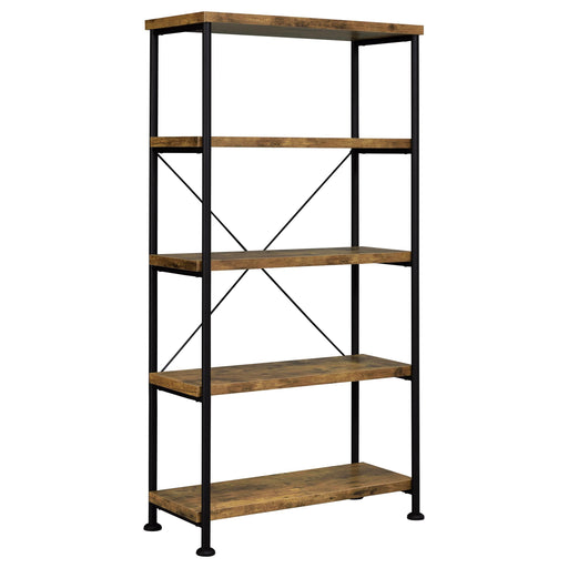 Analiese 4-shelf Bookcase Antique Nutmeg - U&U Home Budget Furniture (Carteret, NJ)