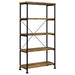 Analiese 4-shelf Bookcase Antique Nutmeg - U&U Home Budget Furniture (Carteret, NJ)