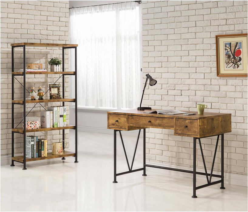 Analiese 4-shelf Bookcase Antique Nutmeg - U&U Home Budget Furniture (Carteret, NJ)