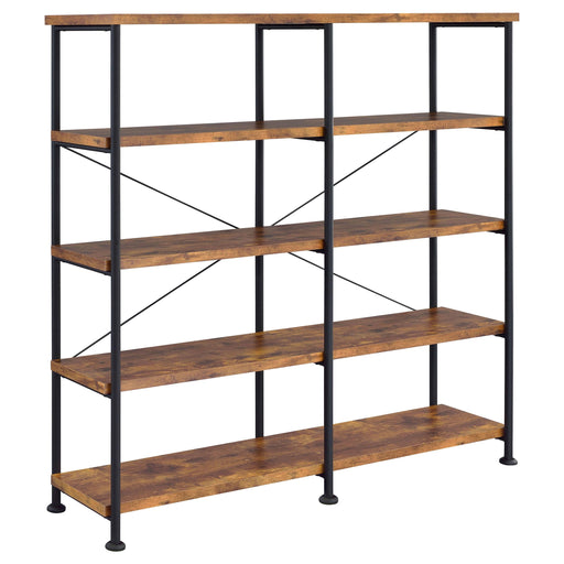 Analiese 4-shelf Open Bookcase Antique Nutmeg - U&U Home Budget Furniture (Carteret, NJ)