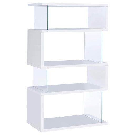 Emelle 4-tier Bookcase White and Clear - U&U Home Budget Furniture (Carteret, NJ)