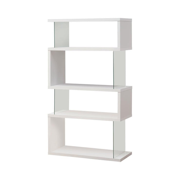 Emelle 4-tier Bookcase White and Clear - U&U Home Budget Furniture (Carteret, NJ)