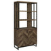 Millbrook 2-door Bookcase Rustic Oak Herringbone and Gunmetal - U&U Home Budget Furniture (Carteret, NJ)
