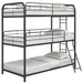 Garner Triple Twin Bunk Bed with Ladder Gunmetal - U&U Home Budget Furniture (Carteret, NJ)