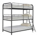 Garner Triple Twin Bunk Bed with Ladder Gunmetal - U&U Home Budget Furniture (Carteret, NJ)