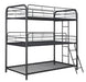 Garner Triple Twin Bunk Bed with Ladder Gunmetal - U&U Home Budget Furniture (Carteret, NJ)