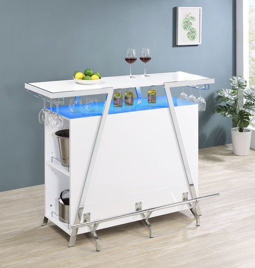 Araceli Home Bar Wine Cabinet White High Gloss and Chrome - U&U Home Budget Furniture (Carteret, NJ)