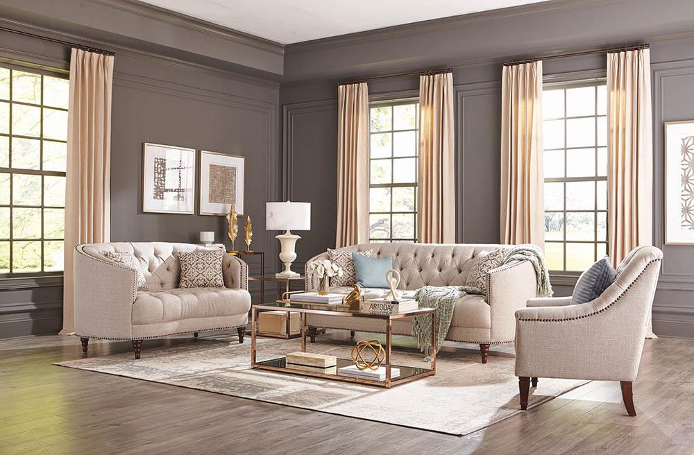 Avonlea Sloped Arm Upholstered Chair Grey - U&U Home Budget Furniture (Carteret, NJ)