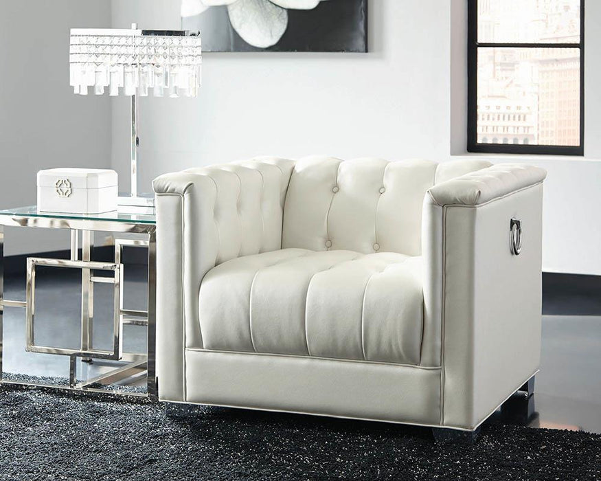 Chaviano Tufted Upholstered Chair Pearl White - U&U Home Budget Furniture (Carteret, NJ)