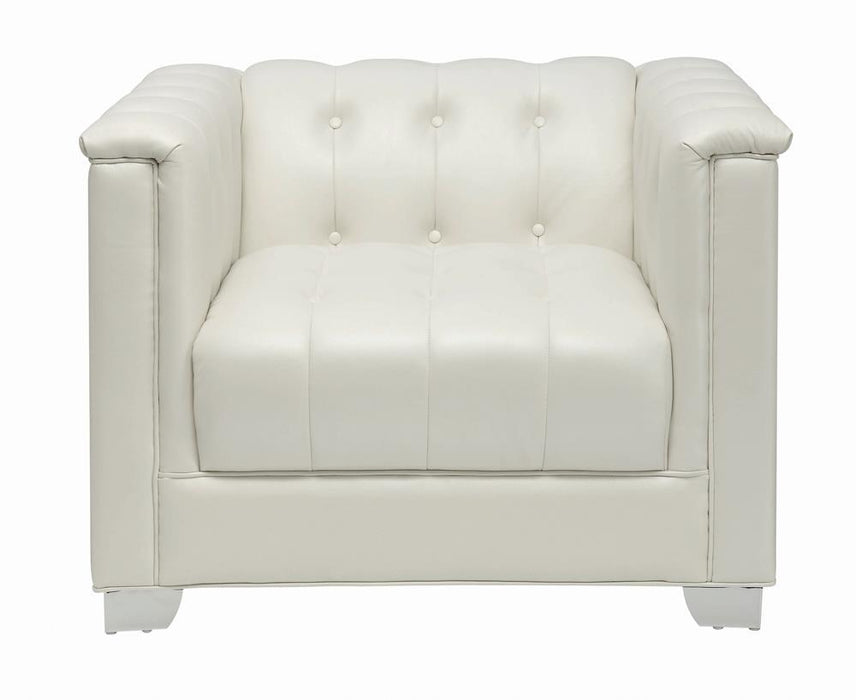 Chaviano Tufted Upholstered Chair Pearl White - U&U Home Budget Furniture (Carteret, NJ)