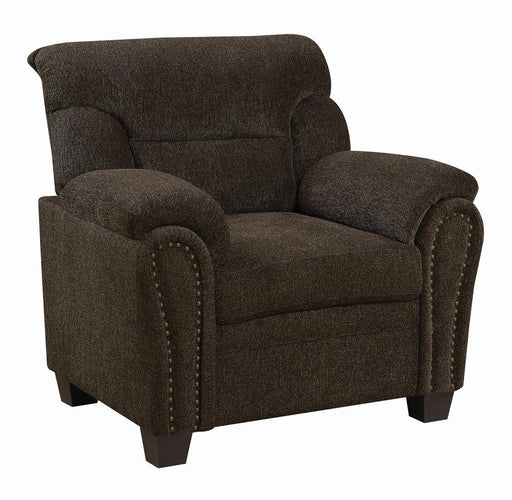 Clementine Upholstered Chair with Nailhead Trim Brown - U&U Home Budget Furniture (Carteret, NJ)