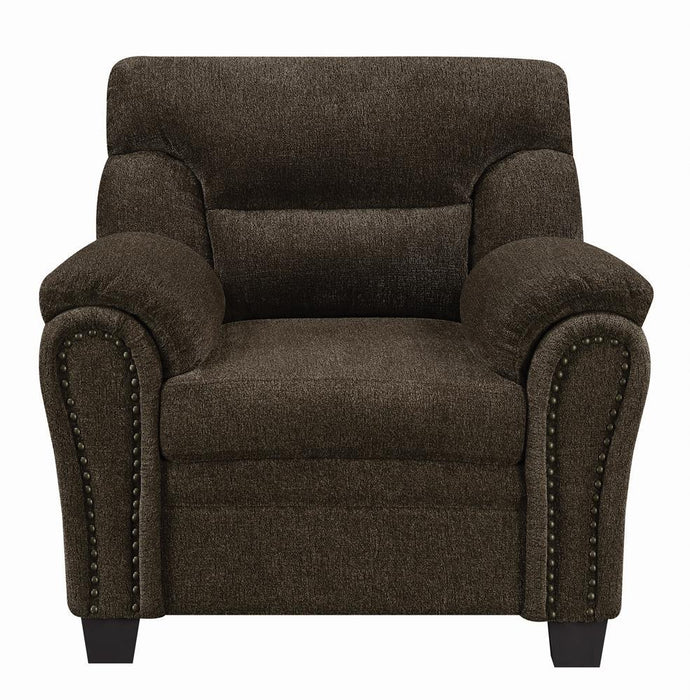 Clementine Upholstered Chair with Nailhead Trim Brown - U&U Home Budget Furniture (Carteret, NJ)
