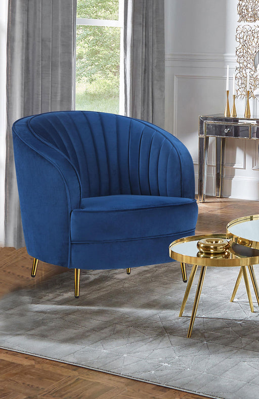 Sophia Upholstered Vertical Channel Tufted Chair Blue - U&U Home Budget Furniture (Carteret, NJ)