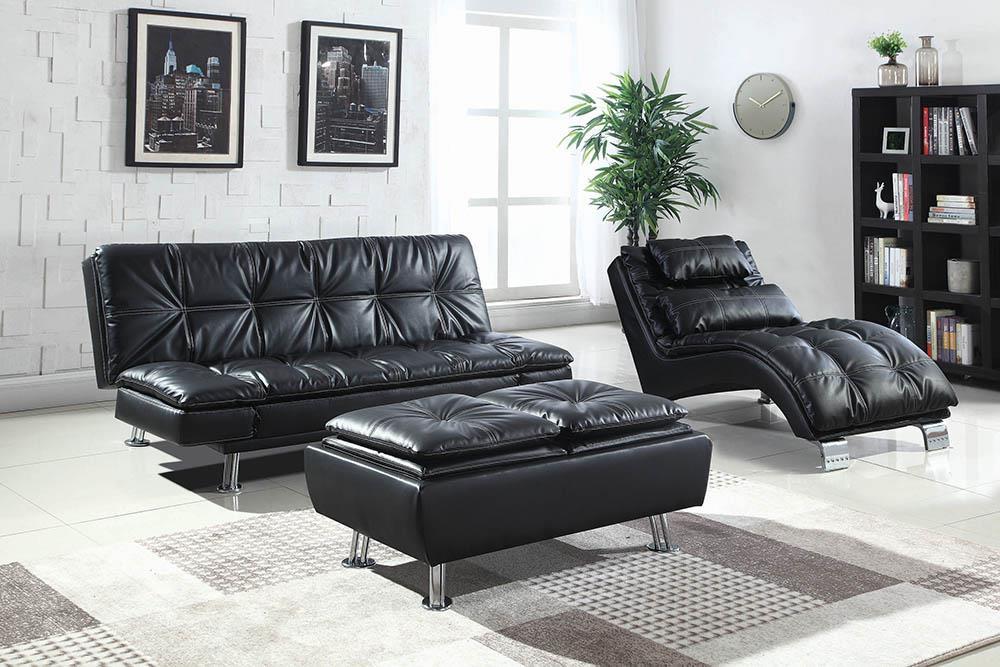 Dilleston Upholstered Chaise Black - U&U Home Budget Furniture (Carteret, NJ)