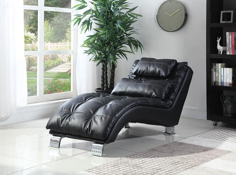 Dilleston Upholstered Chaise Black - U&U Home Budget Furniture (Carteret, NJ)