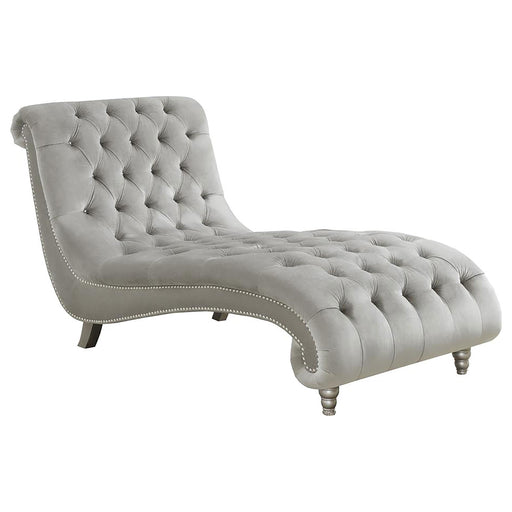Lydia Tufted Cushion Chaise with Nailhead Trim Grey - U&U Home Budget Furniture (Carteret, NJ)