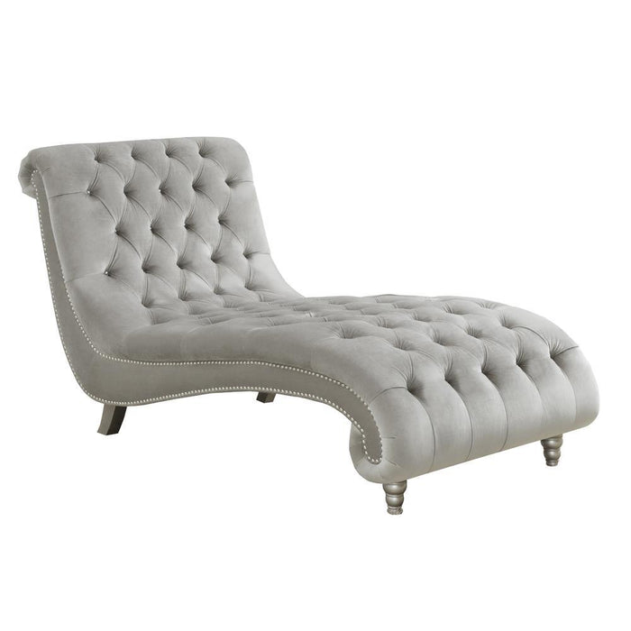 Lydia Tufted Cushion Chaise with Nailhead Trim Grey - U&U Home Budget Furniture (Carteret, NJ)