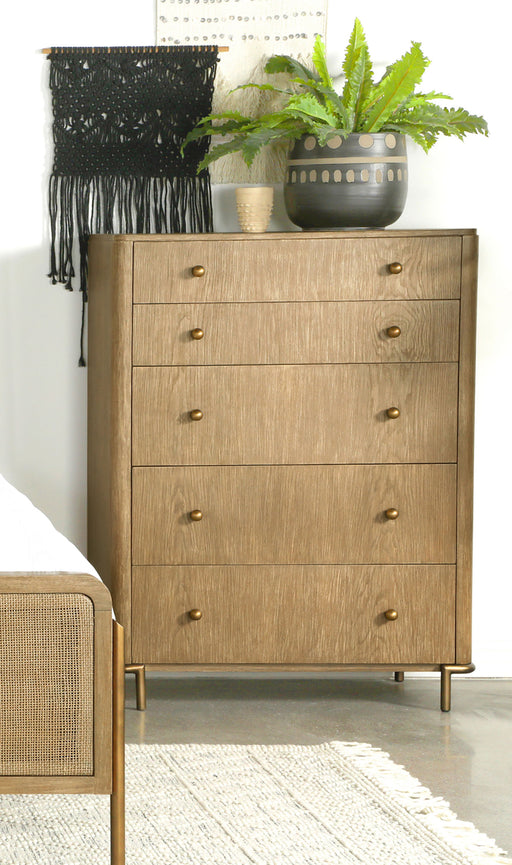 Arini 5-drawer Chest Sand Wash - U&U Home Budget Furniture (Carteret, NJ)