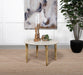 Aldis Round Marble Top Coffee Table White and Natural - U&U Home Budget Furniture (Carteret, NJ)