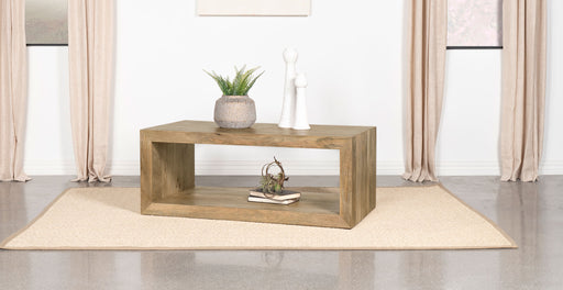 Benton Rectangular Solid Wood Coffee Table Natural - U&U Home Budget Furniture (Carteret, NJ)