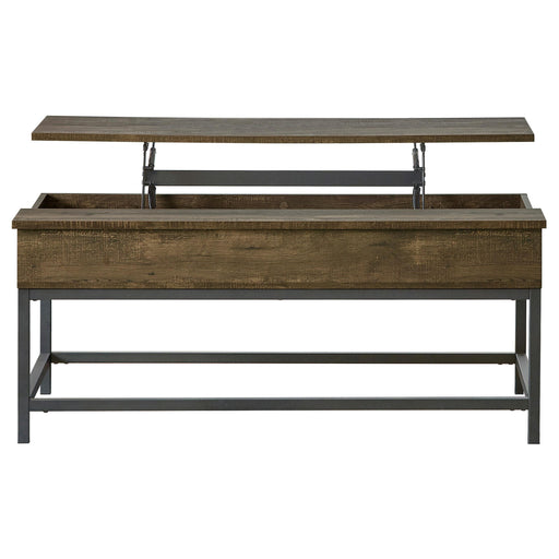 Byers Black Coffee Table with Hidden Storage Brown Oak and Sandy Black - U&U Home Budget Furniture (Carteret, NJ)