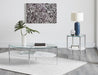 Cadee Round Glass Top Coffee Table White and Chrome - U&U Home Budget Furniture (Carteret, NJ)
