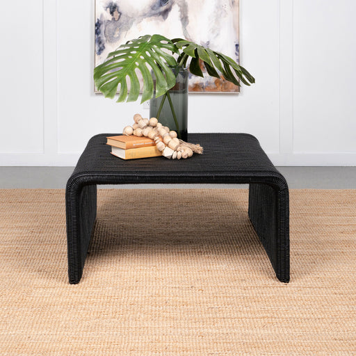Cahya Woven Rattan Sqaure Coffee Table Black - U&U Home Budget Furniture (Carteret, NJ)