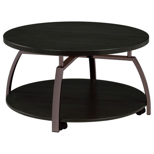 Dacre Round Coffee Table Dark Grey and Black Nickel - U&U Home Budget Furniture (Carteret, NJ)