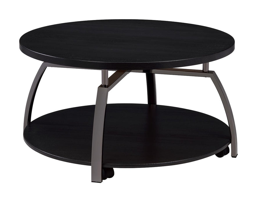 Dacre Round Coffee Table Dark Grey and Black Nickel - U&U Home Budget Furniture (Carteret, NJ)