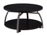 Dacre Round Coffee Table Dark Grey and Black Nickel - U&U Home Budget Furniture (Carteret, NJ)