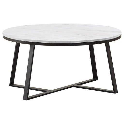 Hugo Round Coffee Table White and Matte Black - U&U Home Budget Furniture (Carteret, NJ)
